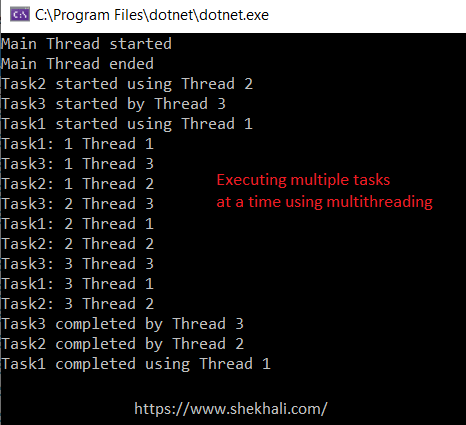 Multithreading program result.