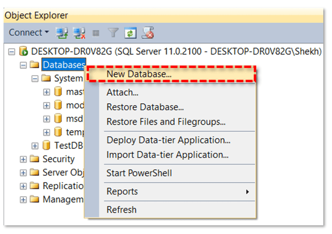 Create new database