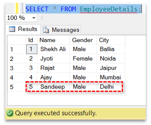 Insert record  in a database table