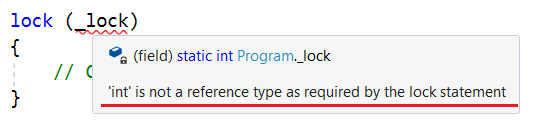lock keyword on value type