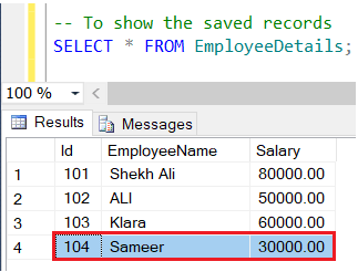 save transaction result