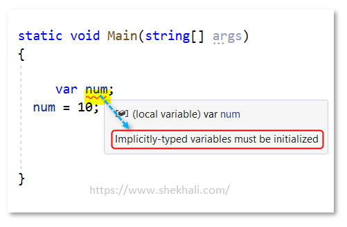 var variable declaration in c#