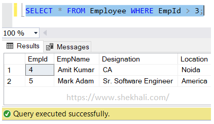 greater than operators in SQl