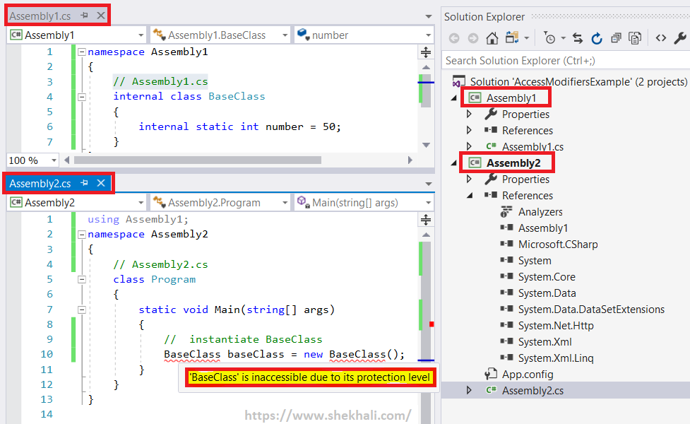 internal access modifier in C#