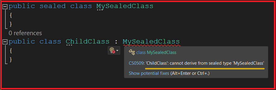 CSharp sealed class example