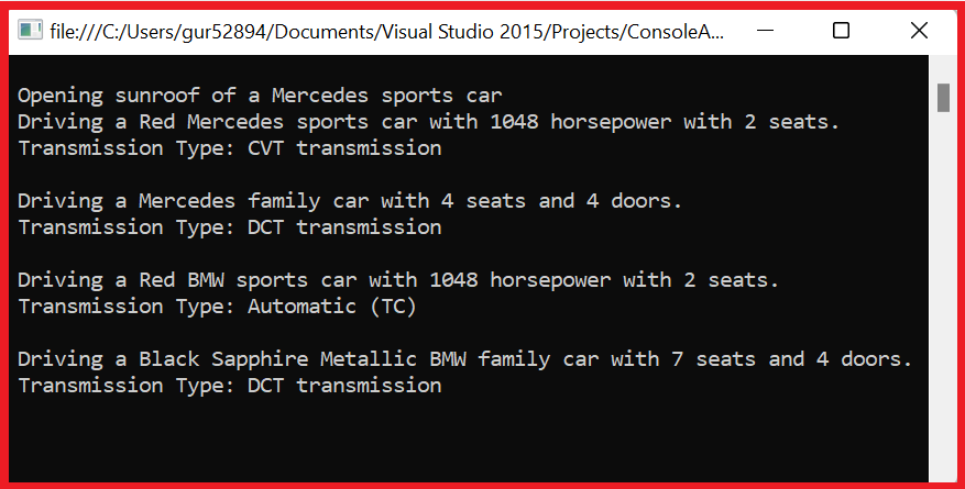 Abstract design Factory code example result