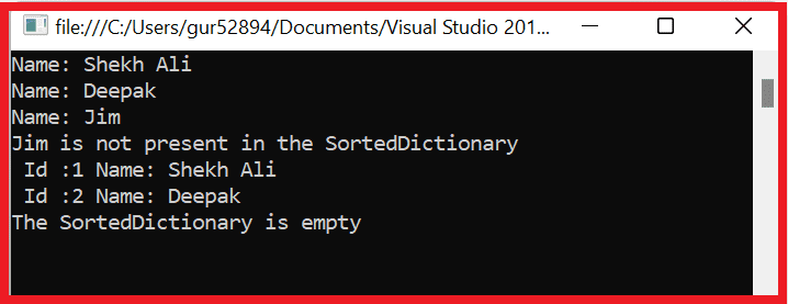 SortedDictionary example in csharp