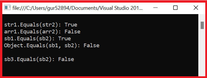 Equal method example