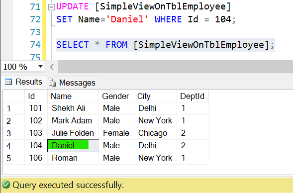 Simple View in SQL