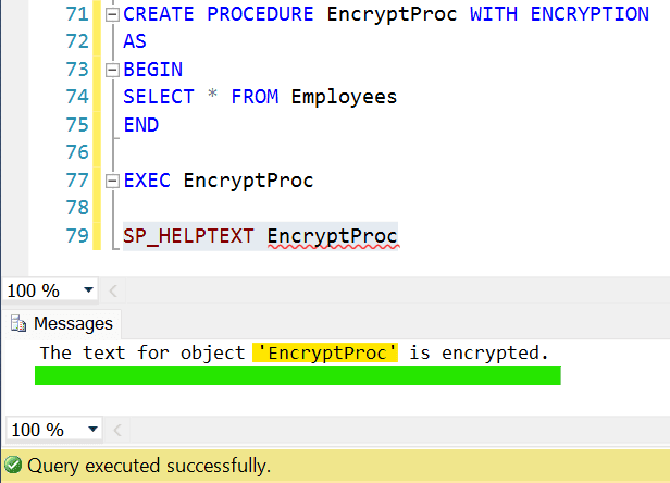 encrypted stored procedure in sql server