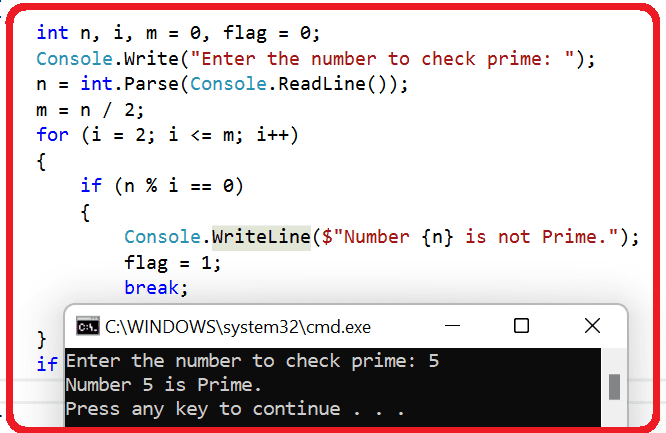 prime numbers example in csharp